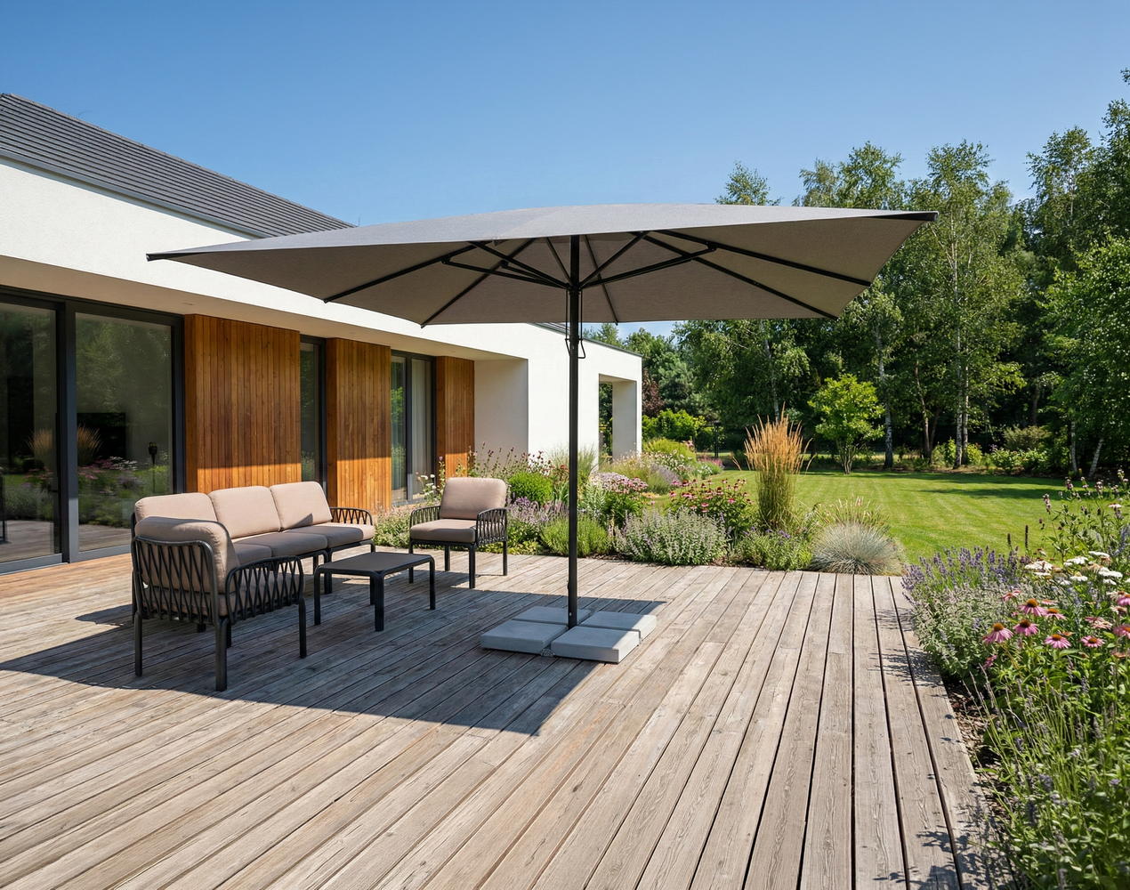 Parasol tarasowy Palamos 3×4 m w kolorze szarym