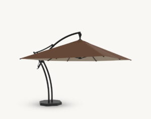 Parasol ogrodowy Ibiza 3,5 m w kolorze brązowym – poszycie poliestrowe – nakładka