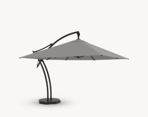 Parasol ogrodowy Ibiza 3,5 m w kolorze szarym – poszycie poliestrowe – nakładka
