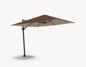 Parasol ogrodowy Rio 3 m² w kolorze brązowym – poszycie poliestrowe – rotator