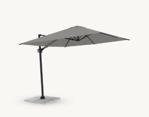 Parasol ogrodowy Rio 3 m² w kolorze szarym – poszycie poliestrowe – rotator