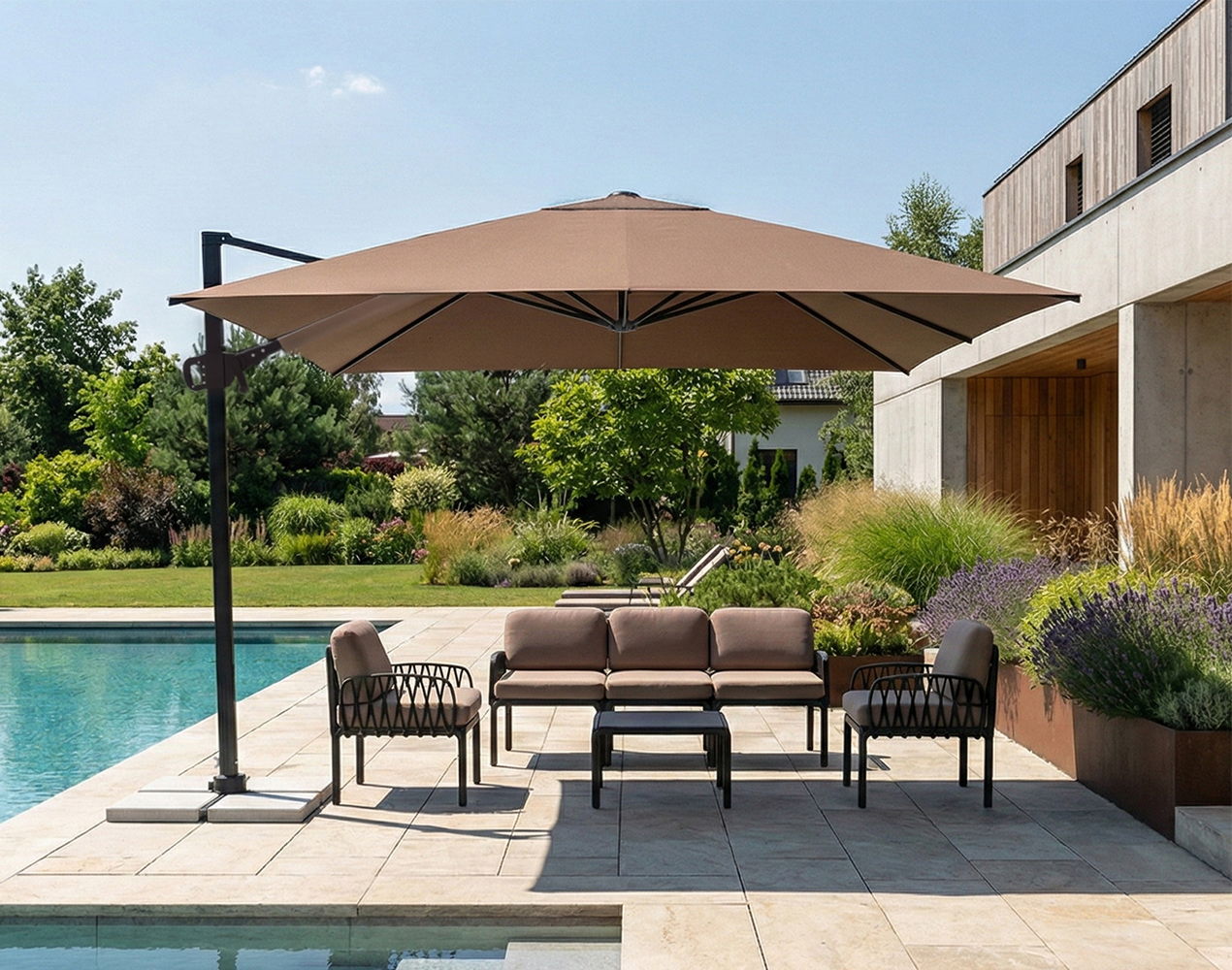 Parasol przy basenie Rio 3 m² w kolorze brązowym