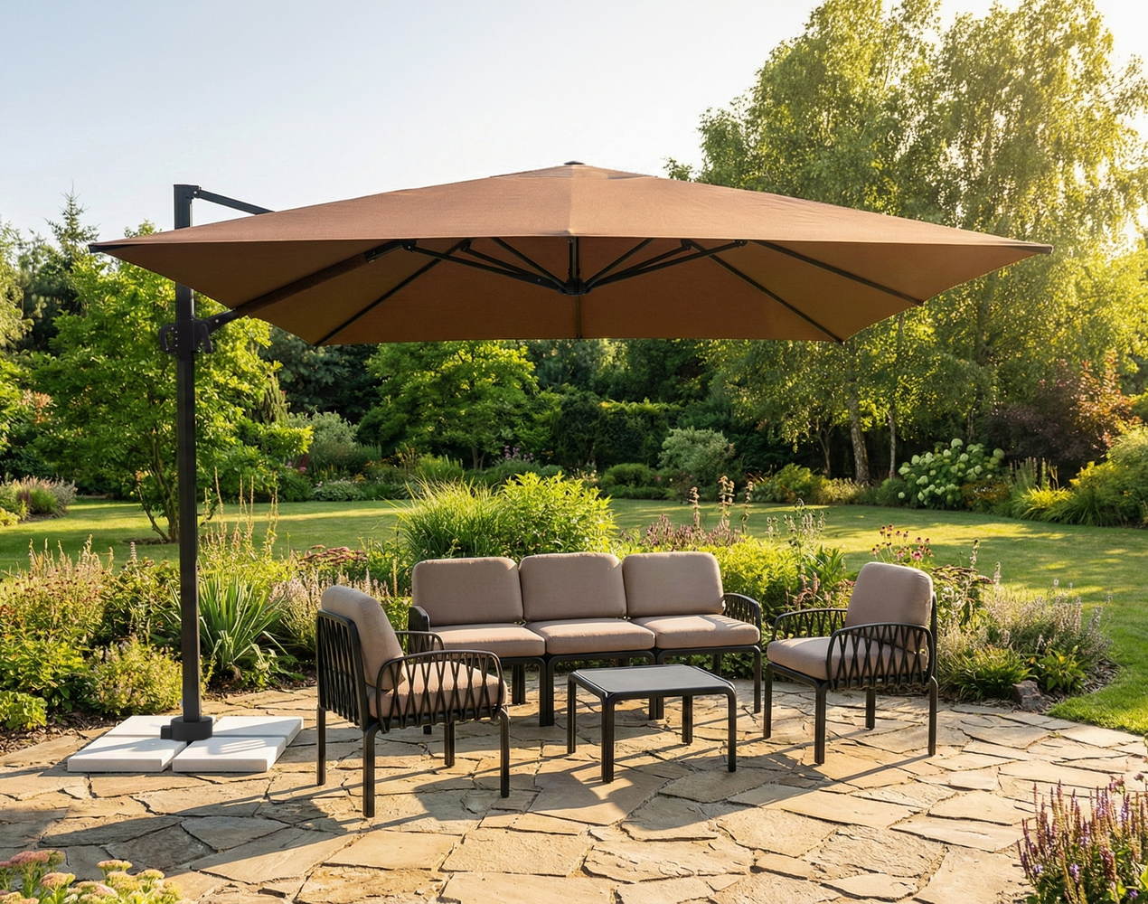 Parasol ogrodowy Rio 3 m² w kolorze brązowym