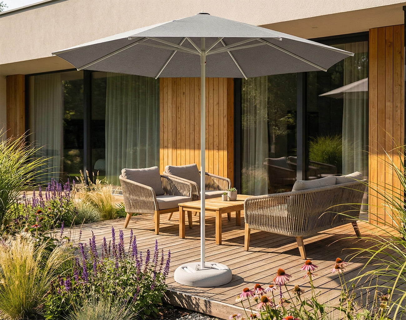 Parasol tarasowy Rodos 2,5 m w kolorze szarym