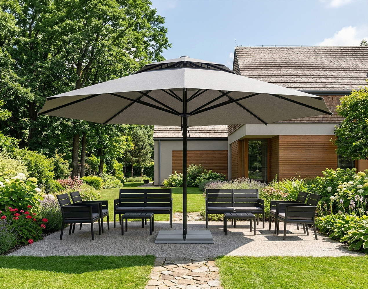 Parasol ogrodowy Vesuvio 5,5 m w kolorze szarym