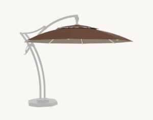 Parasol ogrodowy Ibiza 3,5 m w kolorze brązowym – poszycie poliestrowe z oświetleniem LED – rotator – nakładka