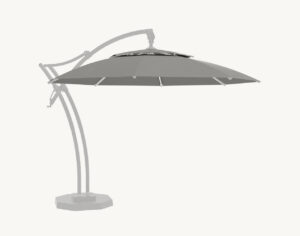Parasol ogrodowy Ibiza 3,5 m w kolorze szarym – poszycie poliestrowe z oświetleniem LED – rotator – nakładka
