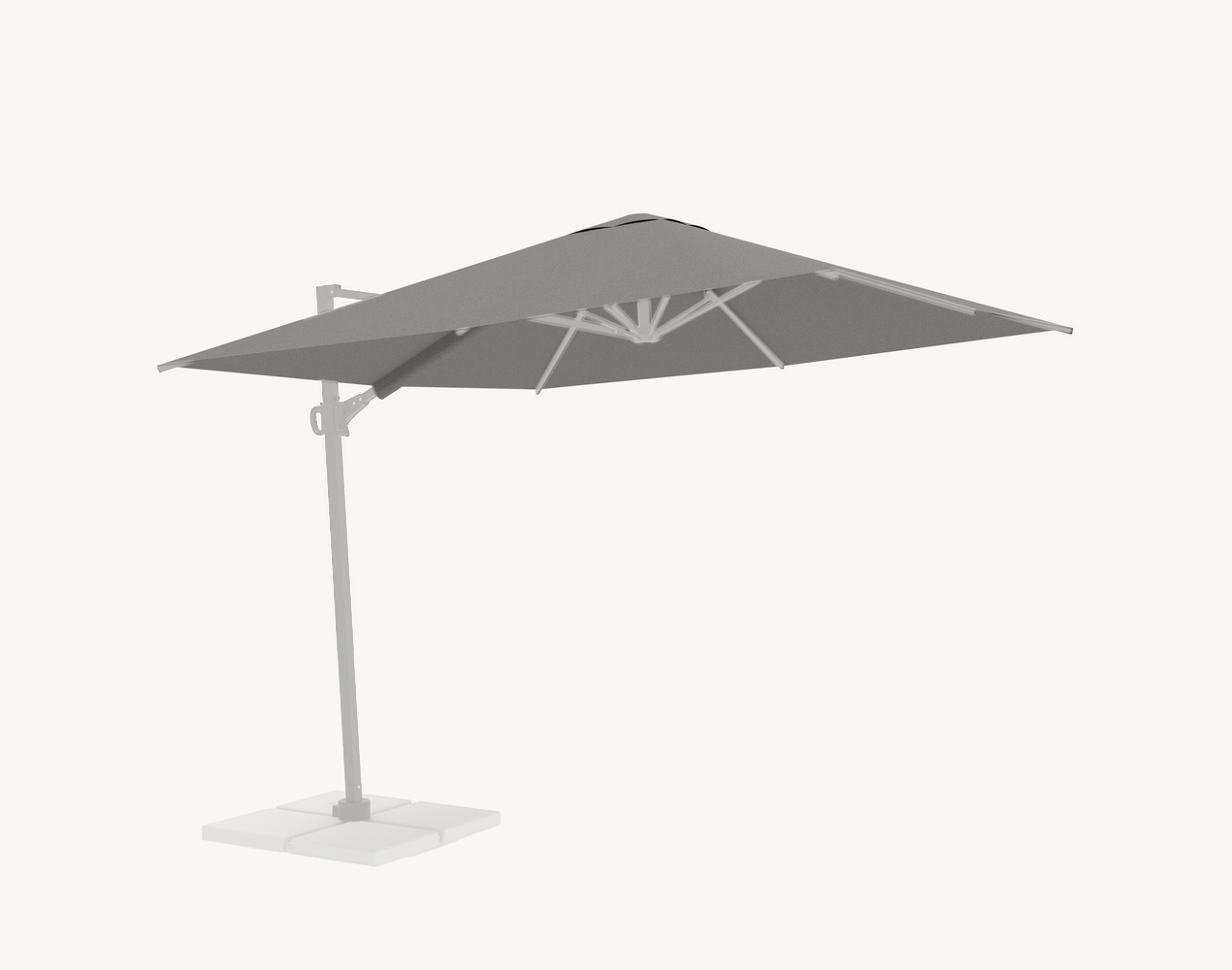 Parasol ogrodowy Rio 3 m² w kolorze szarym – poszycie poliestrowe – rotator