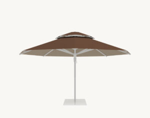 Parasol ogrodowy Vesuvio 5,5 m w kolorze brązowym – poszycie poliestrowe