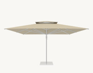 Parasol ogrodowy Vesuvio 5 m² w kolorze naturalnym – poszycie poliestrowe z oświetleniem LED