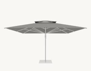 Parasol ogrodowy Vesuvio 5 m² w kolorze szarym – poszycie poliestrowe z oświetleniem LED