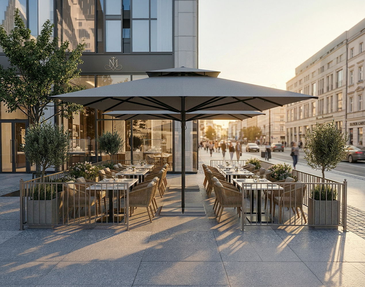 Parasol biznesowy Vesuvio 5 m² w kolorze szarym